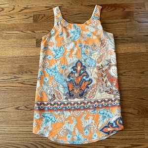 Lila Rose dress size small (4). Worn once for a wedding, orange and blue pattern